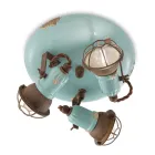 Plafonnier industriel 3 spots en fer et céramique artisanale - loft Viadurini