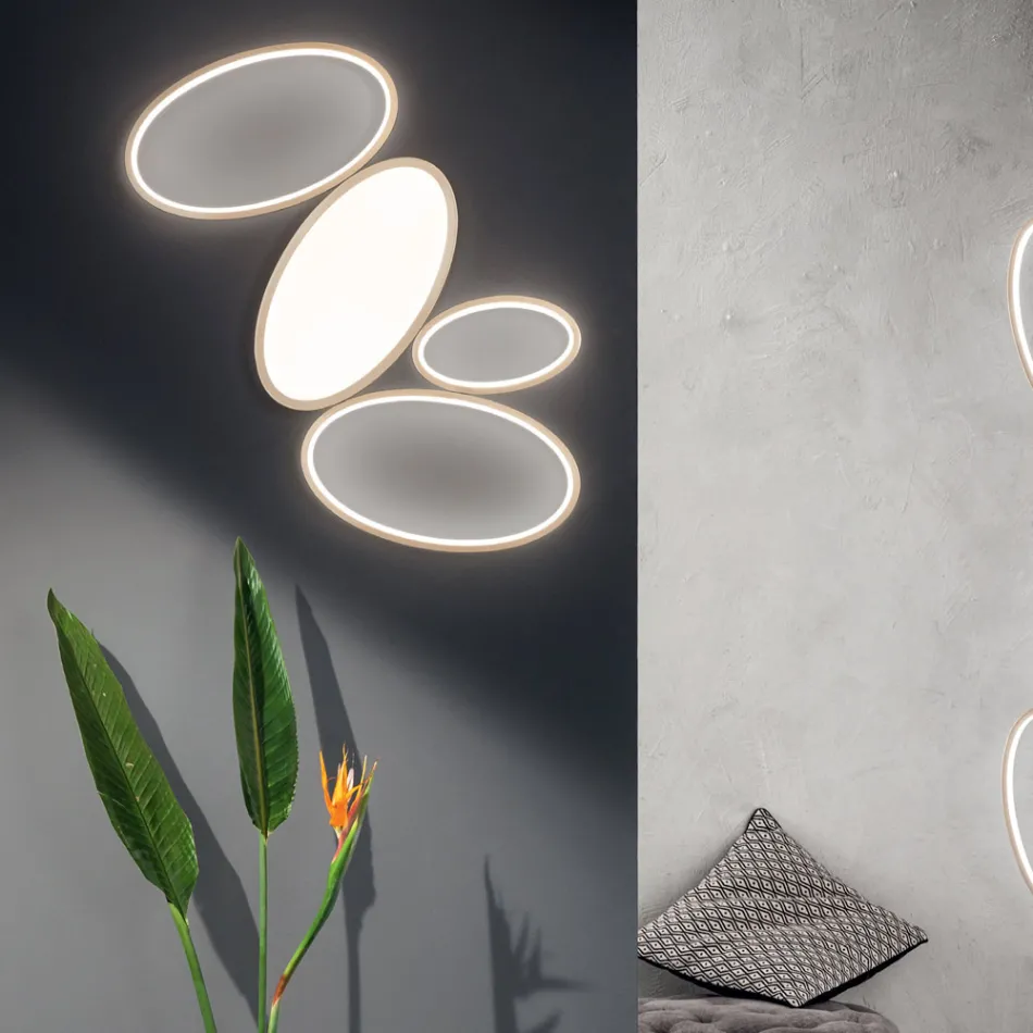 Plafonnier LED Moderne Dimmable en Métal Blanc ou Doré - Raissa Viadurini