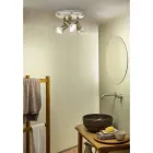 Plafonnier Rond 3 Spots en Laiton et Céramique Peinte à la Main - Savona Viadurini