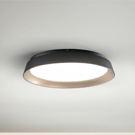 Plafonnier LED rond au design moderne en métal noir et doré - Rondola Viadurini