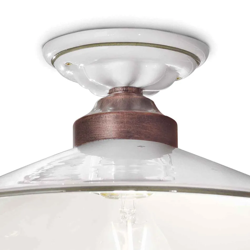 Plafonnier Vintage en Céramique et Fer Fait Main en 3 Tailles - Asti Viadurini