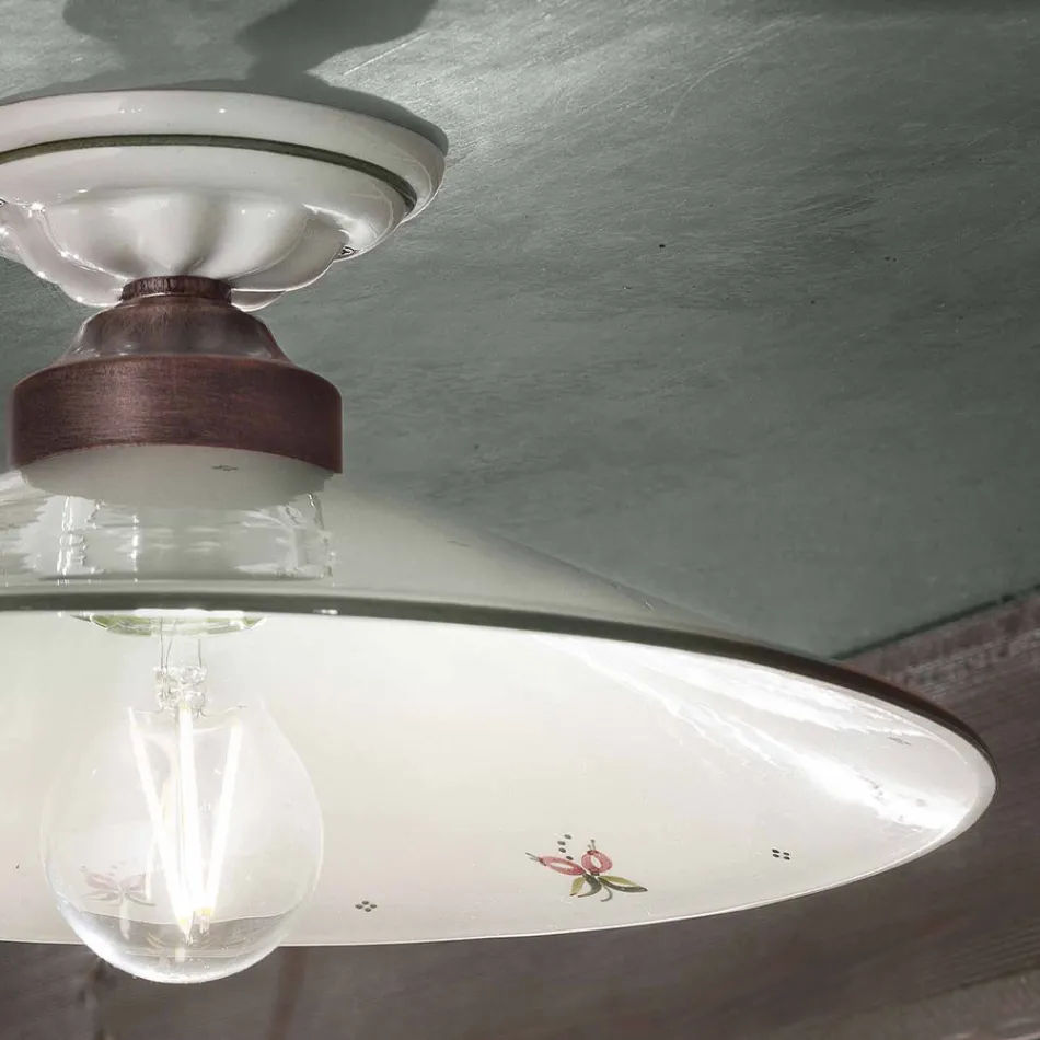 Plafonnier Vintage en Céramique et Fer Fait Main en 3 Tailles - Asti Viadurini