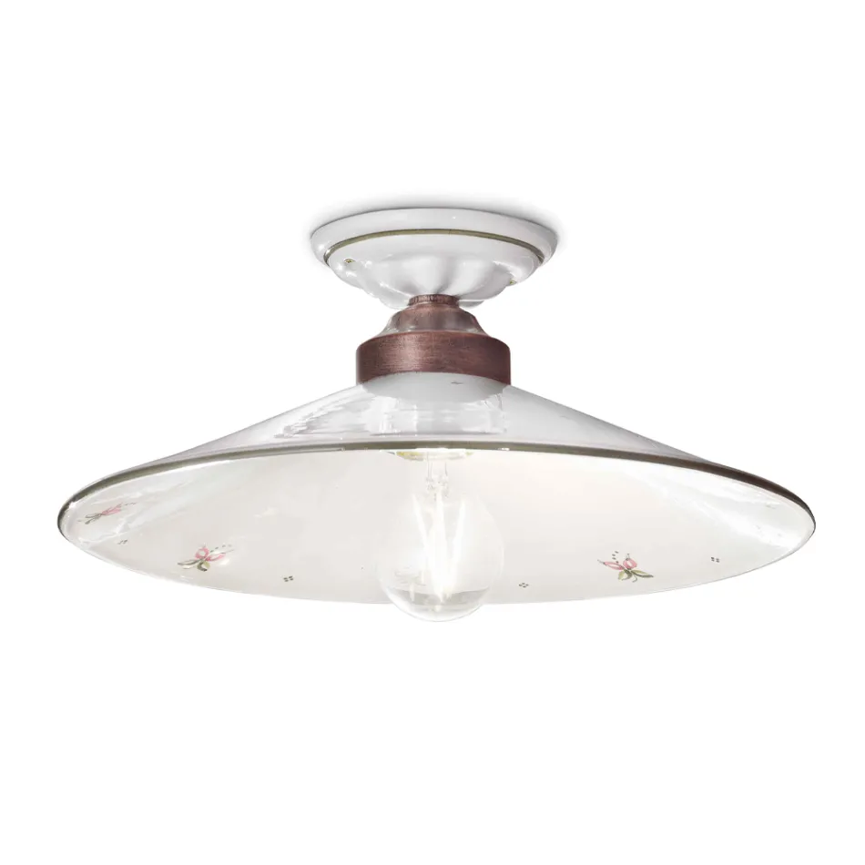 Plafonnier Vintage en Céramique et Fer Fait Main en 3 Tailles - Asti Viadurini