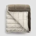 Plaid en Satin de Coton et Chenille avec Lurex, Craie ou Bordure Rétro - Tortoro Viadurini