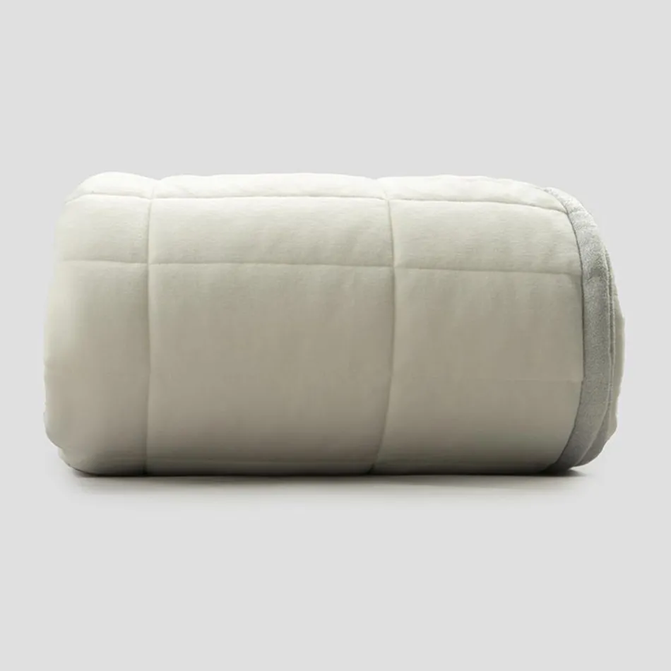 Plaid en Satin de Coton et Chenille avec Lurex, Craie ou Bordure Rétro - Tortoro Viadurini