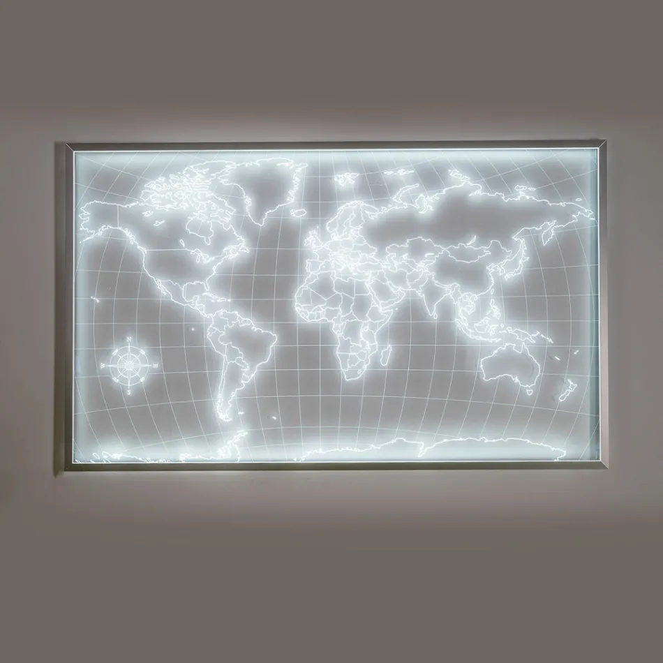 Planisphère mural lumineux Amaris en plexiglas, fabriqué en Italie Viadurini
