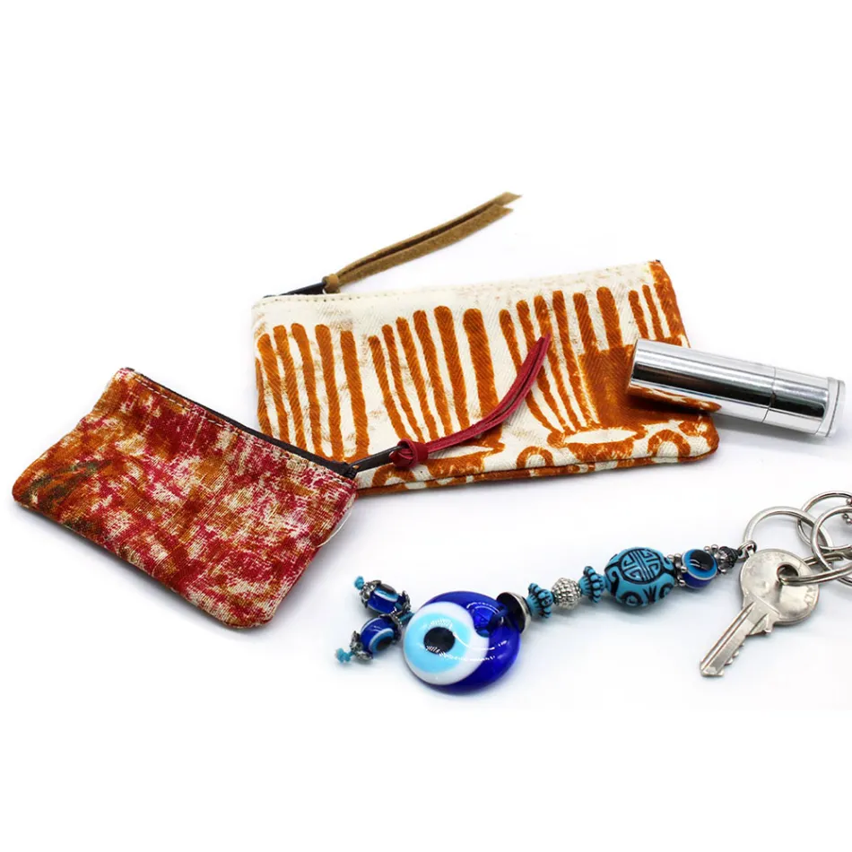 Pochette artistique imprimée à la main, pièce unique en coton, 2 pièces - Viadurini de Marchi Viadurini