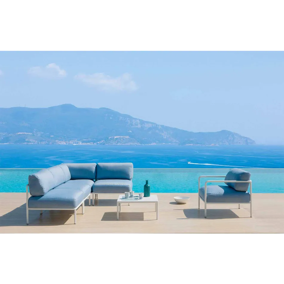 Fauteuil central modulable d'extérieur en métal et tissu Made in Italy - Cola Viadurini