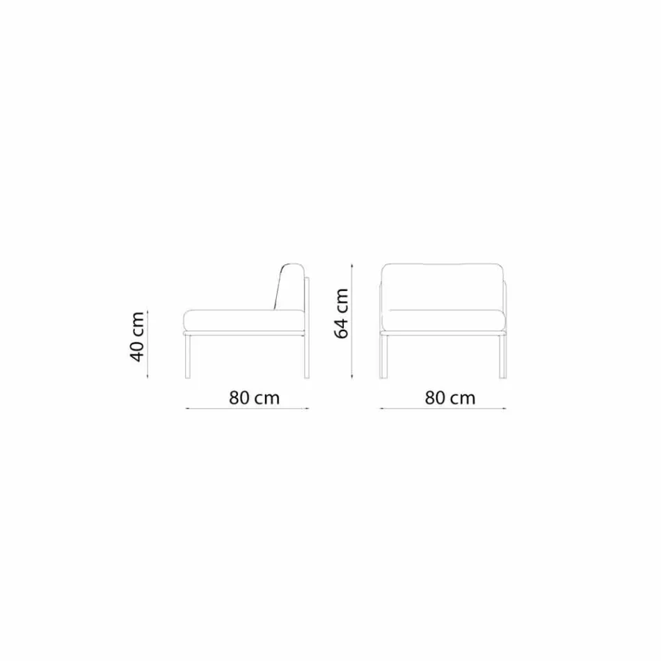 Fauteuil central modulable d'extérieur en métal et tissu Made in Italy - Cola Viadurini