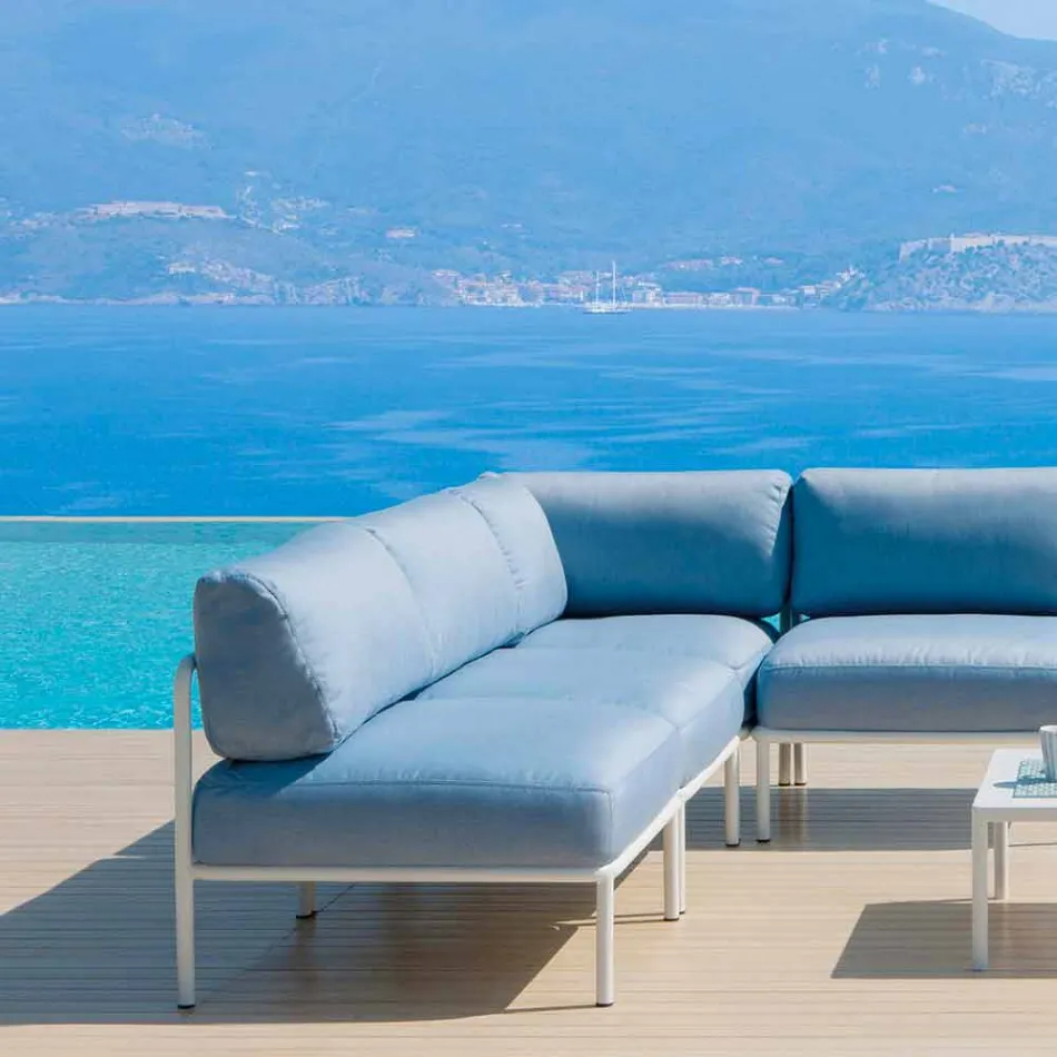 Fauteuil central modulable d'extérieur en métal et tissu Made in Italy - Cola Viadurini