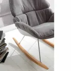 Fauteuil à bascule avec coussin gris doux avec revêtement moderne en acacia amovible Viadurini