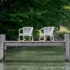 Fauteuil à bascule d'extérieur en bois massif et tissu - Smart by Varaschin Viadurini