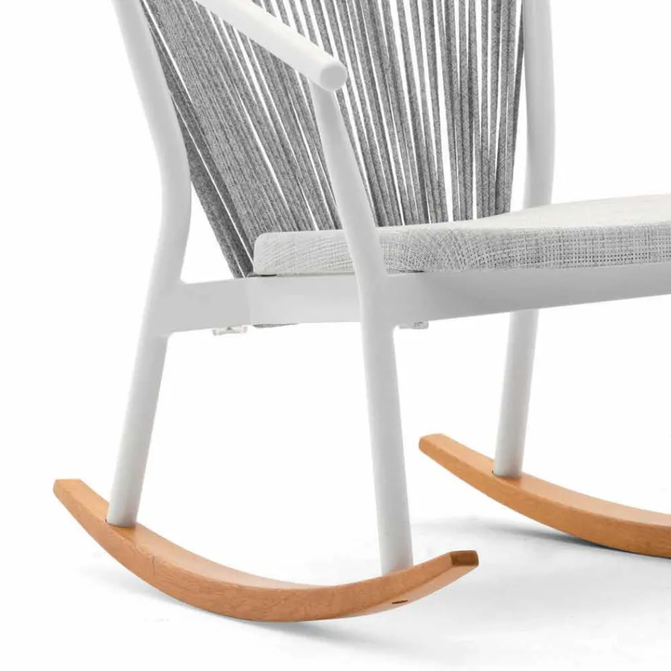 Fauteuil à bascule d'extérieur en bois massif et tissu - Smart by Varaschin Viadurini