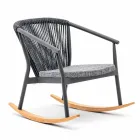 Fauteuil à bascule d'extérieur en bois massif et tissu - Smart by Varaschin Viadurini