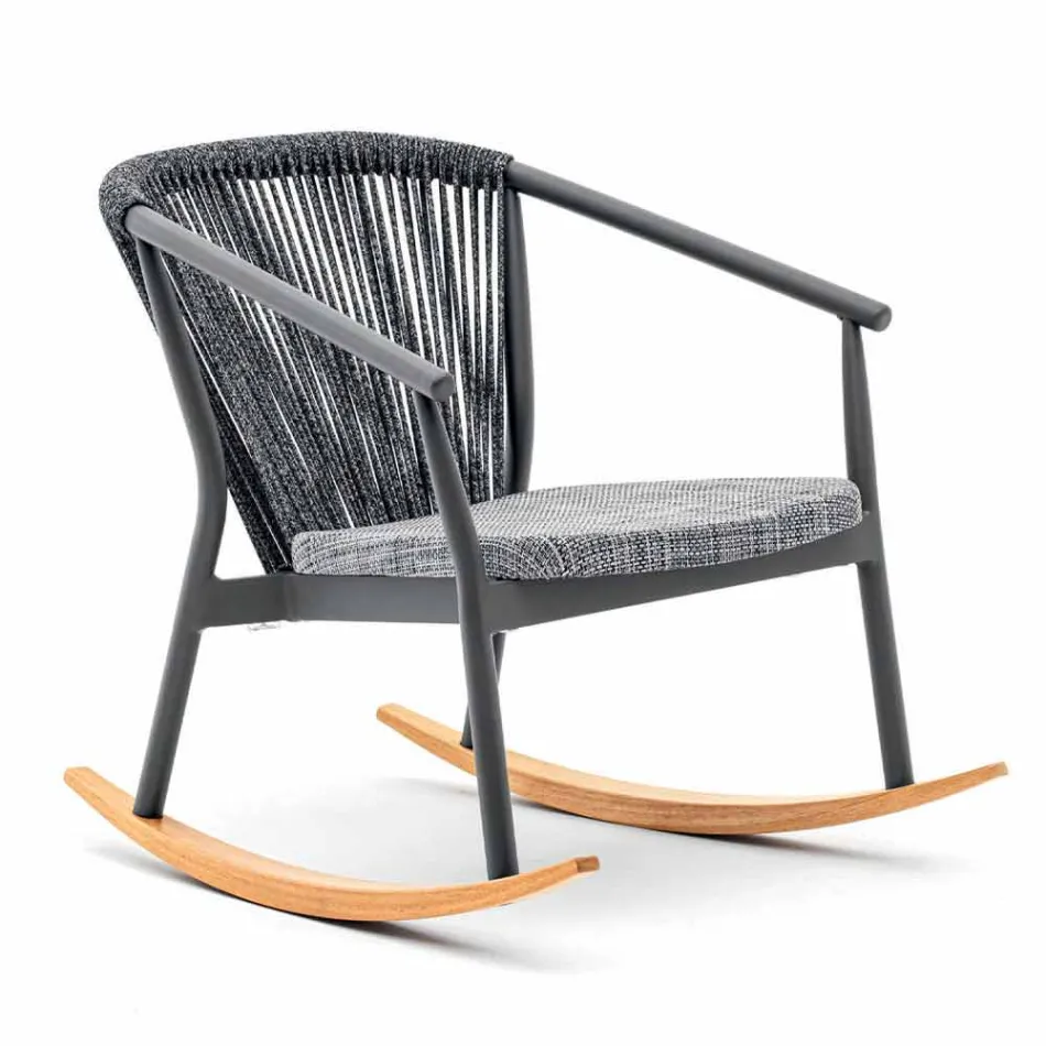 Fauteuil à bascule d'extérieur en bois massif et tissu - Smart by Varaschin Viadurini