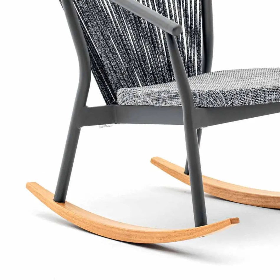 Fauteuil à bascule d'extérieur en bois massif et tissu - Smart by Varaschin Viadurini