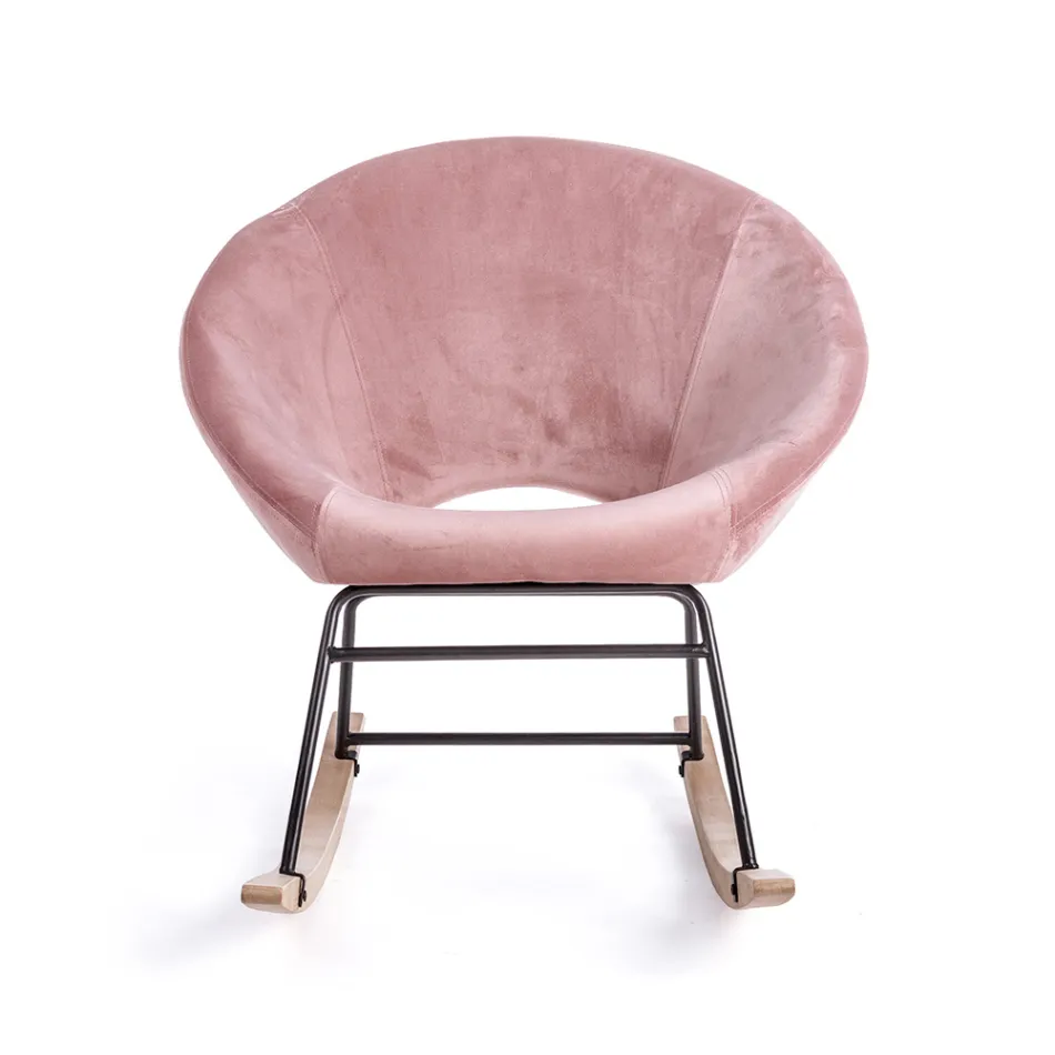 Fauteuil à Bascule Rembourré Effet Velours Design Scandinave - Pippy Viadurini