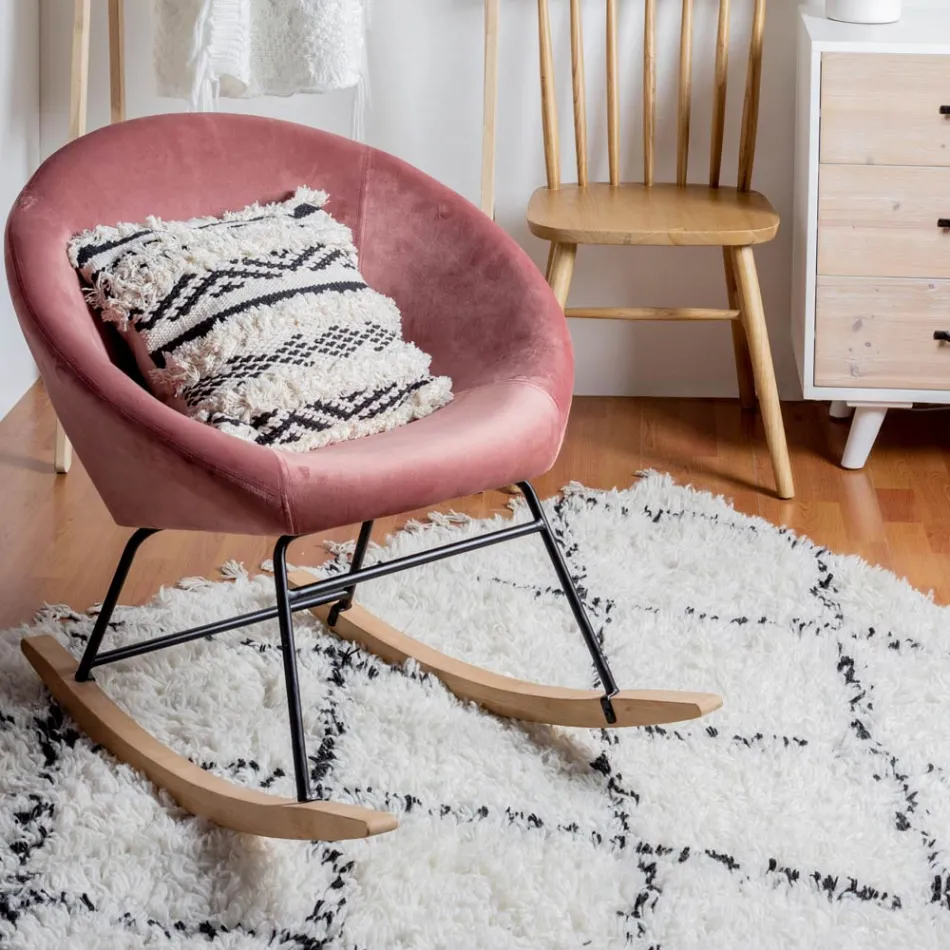 Fauteuil à Bascule Rembourré Effet Velours Design Scandinave - Pippy Viadurini