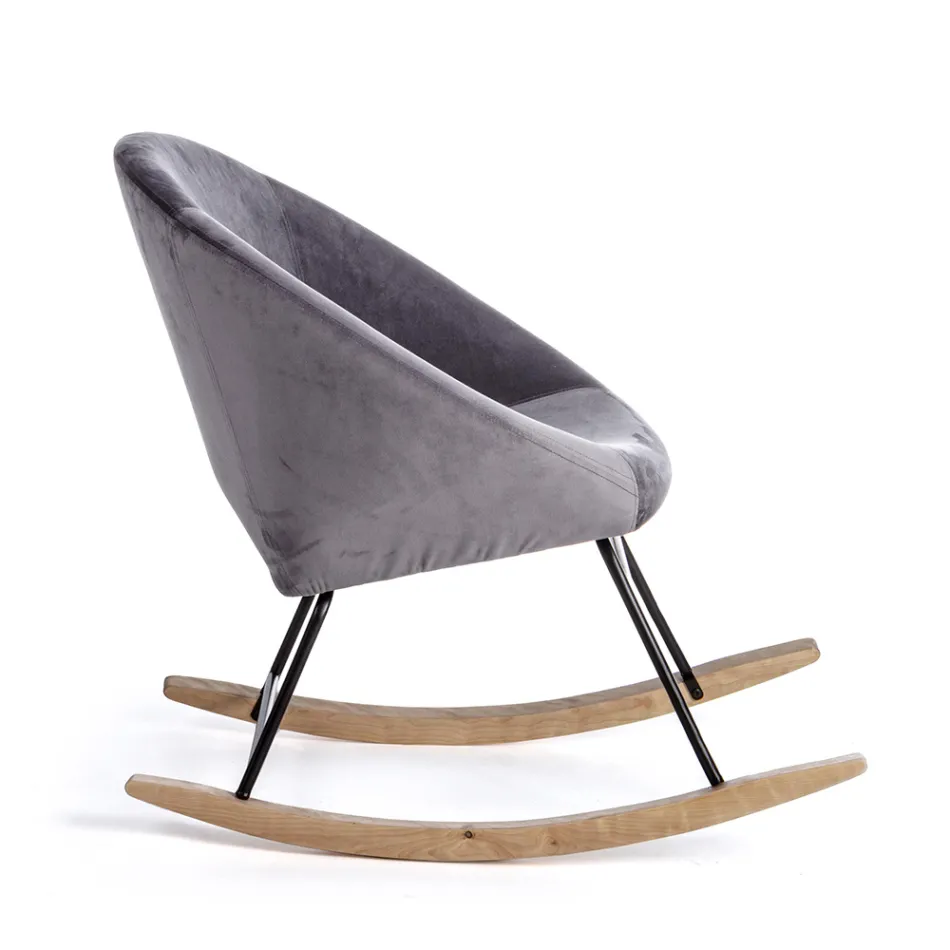 Fauteuil à Bascule Rembourré Effet Velours Design Scandinave - Pippy Viadurini
