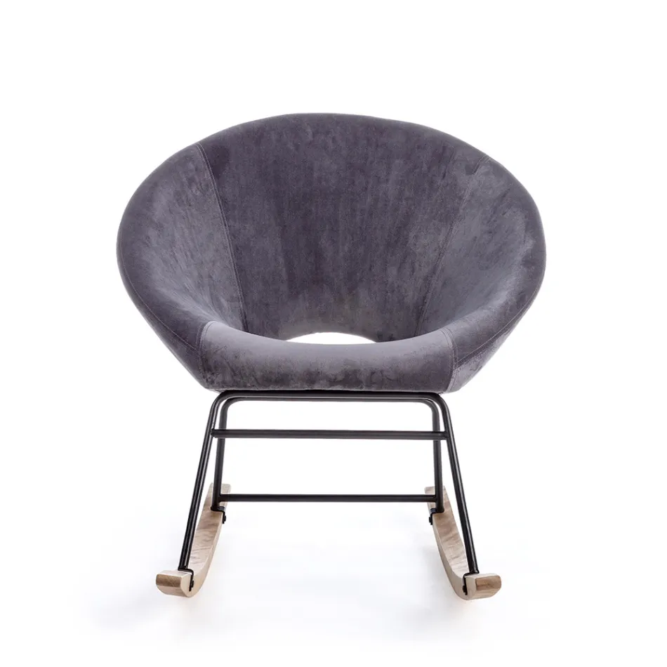 Fauteuil à Bascule Rembourré Effet Velours Design Scandinave - Pippy Viadurini