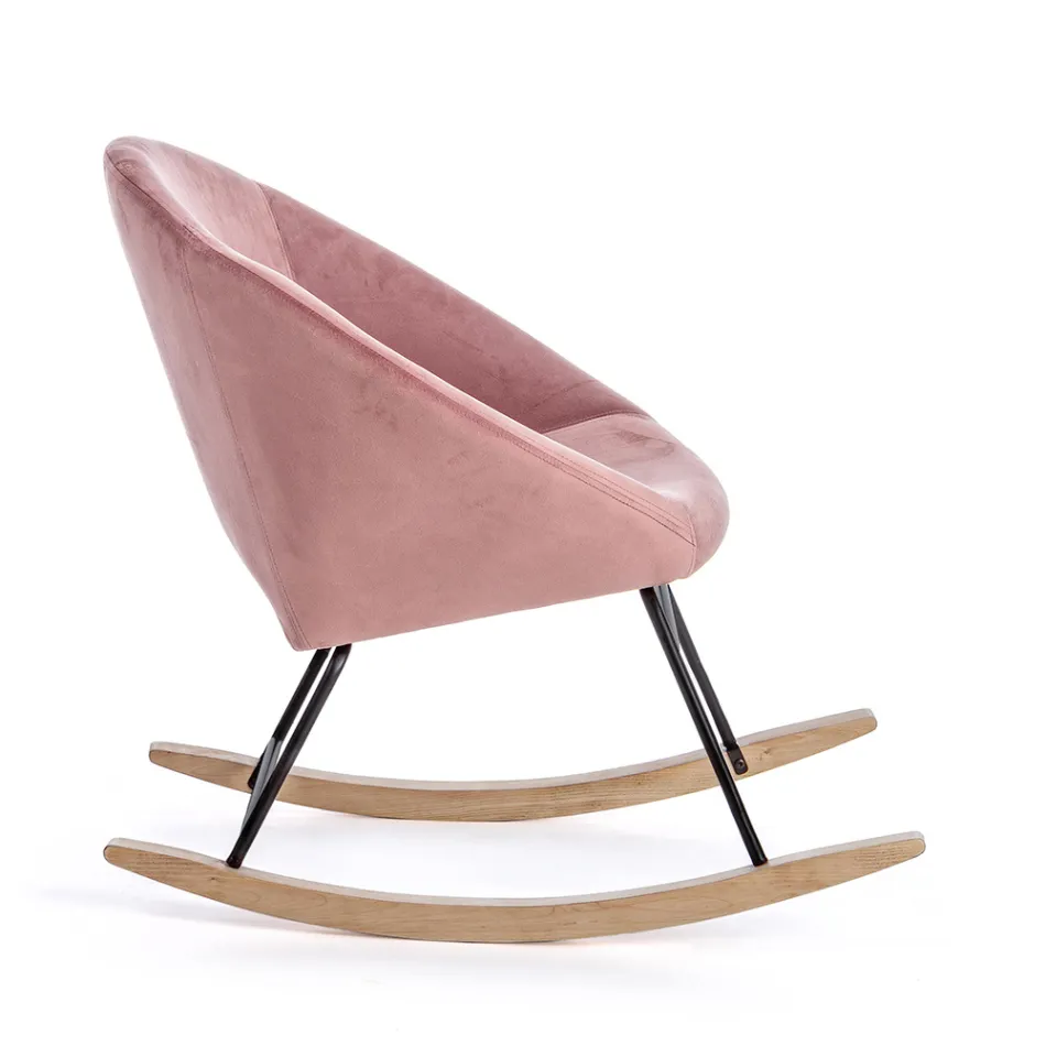 Fauteuil à Bascule Rembourré Effet Velours Design Scandinave - Pippy Viadurini