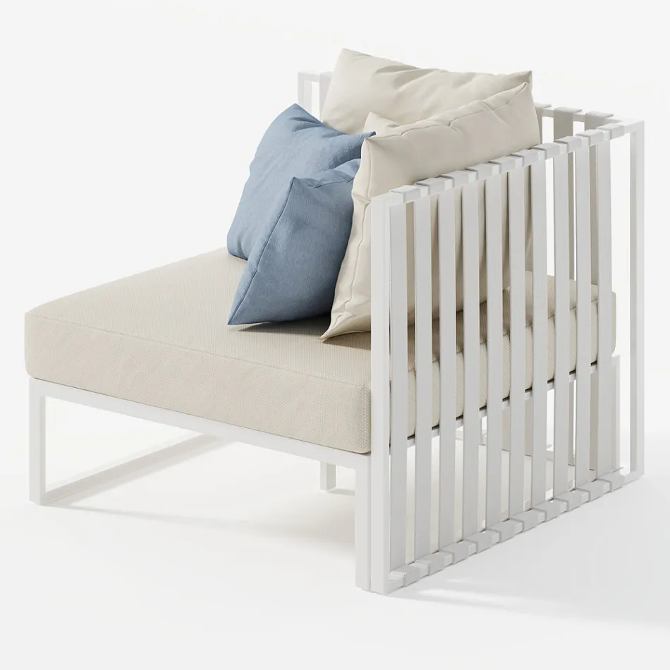 Fauteuil d'extérieur d'angle droit en aluminium et sangles Made in Italy - Juliediv Viadurini