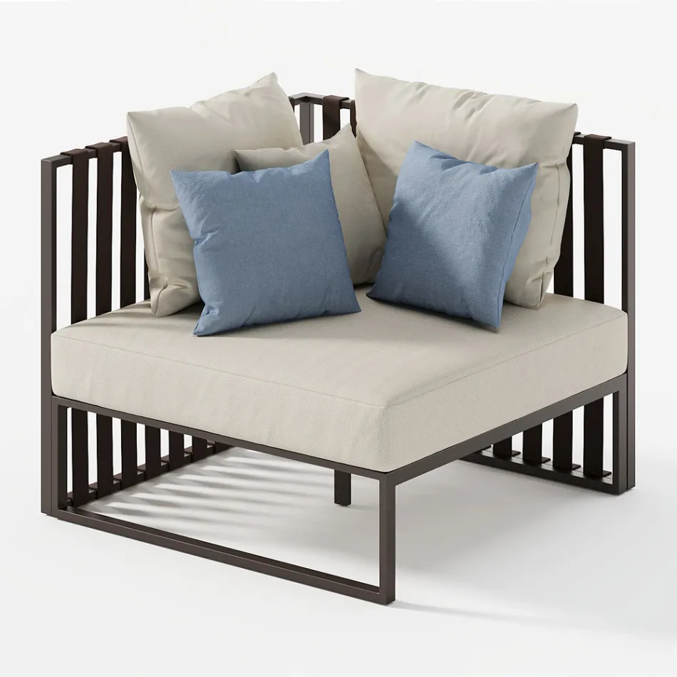 Fauteuil d'extérieur d'angle droit en aluminium et sangles Made in Italy - Juliediv Viadurini