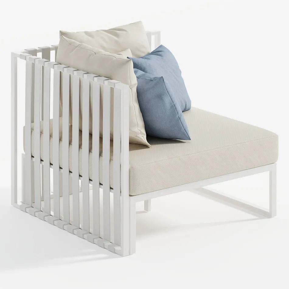 Fauteuil d'extérieur d'angle gauche en aluminium et sangles Made in Italy - Juliediv Viadurini