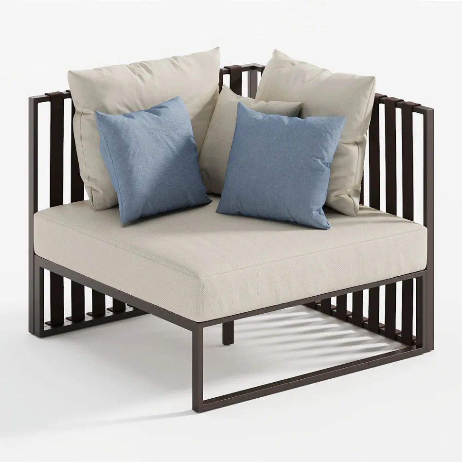 Fauteuil d'extérieur d'angle gauche en aluminium et sangles Made in Italy - Juliediv Viadurini