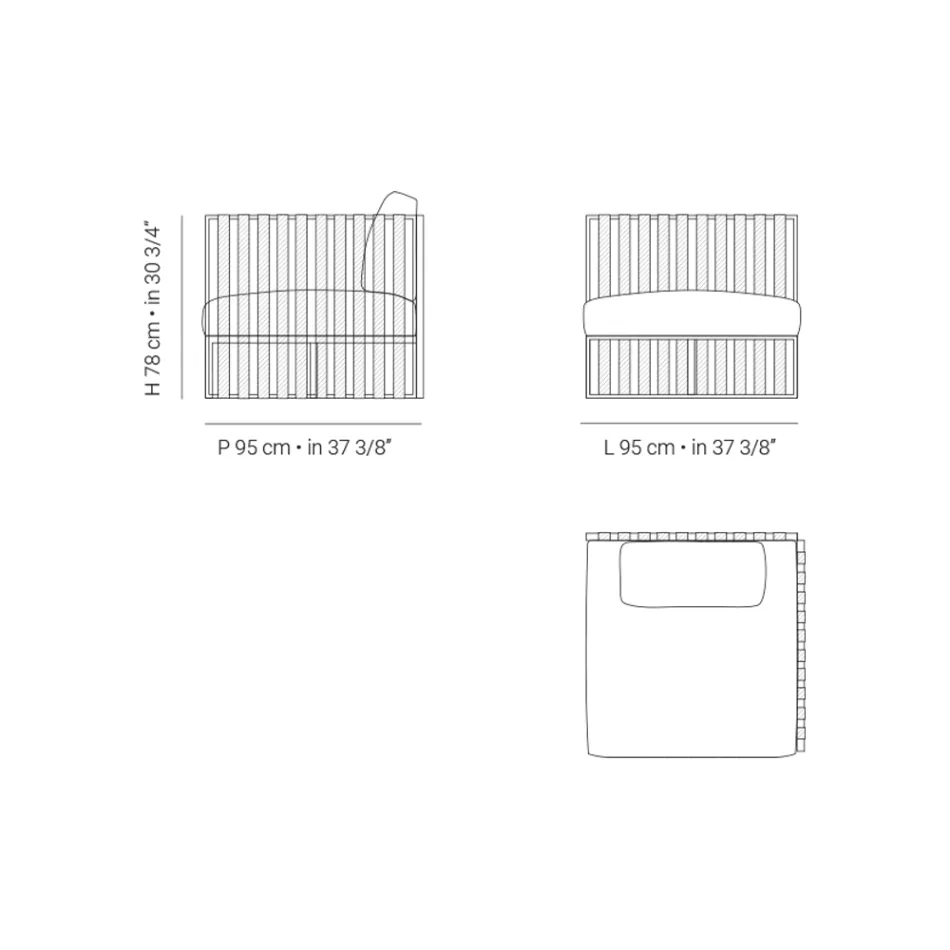 Fauteuil d'extérieur d'angle gauche en aluminium et sangles Made in Italy - Juliediv Viadurini