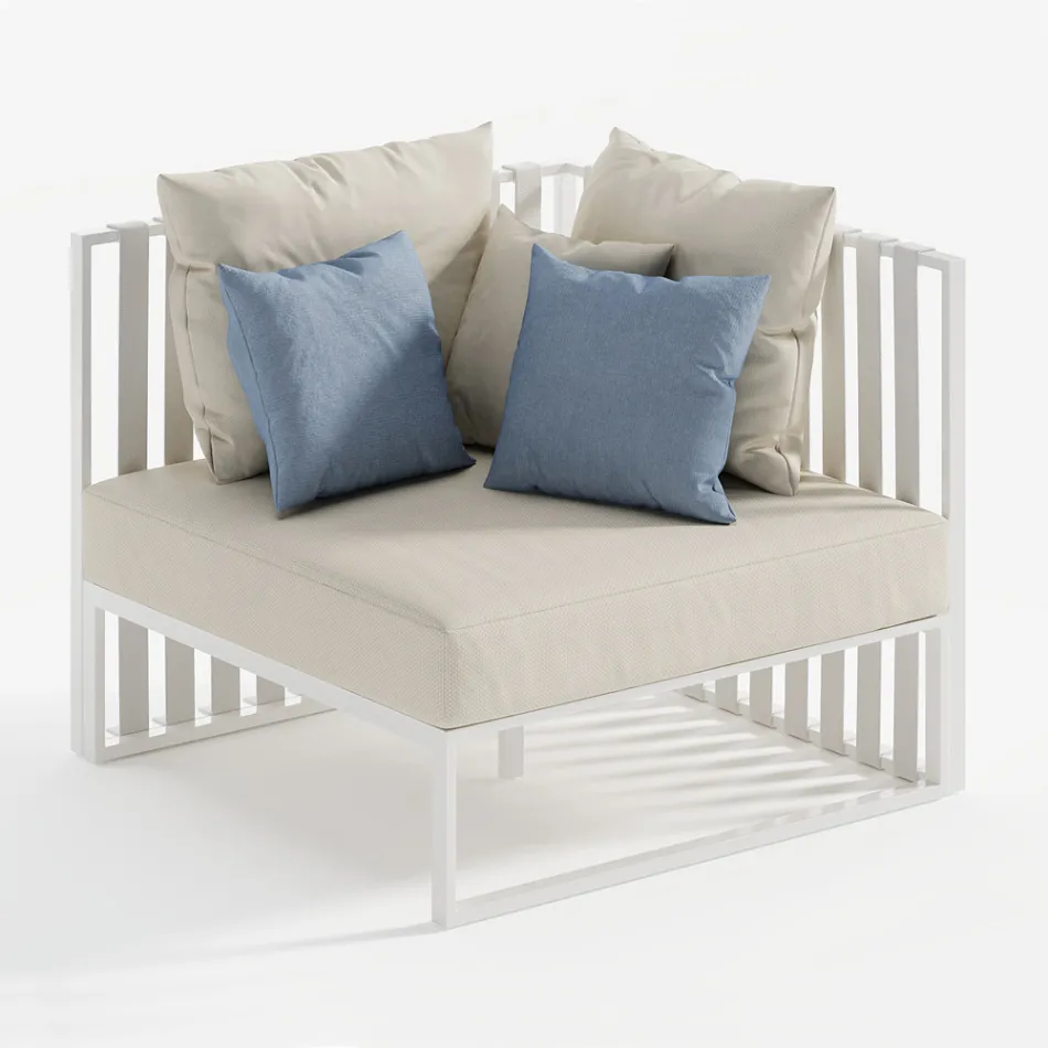 Fauteuil d'extérieur d'angle gauche en aluminium et sangles Made in Italy - Juliediv Viadurini