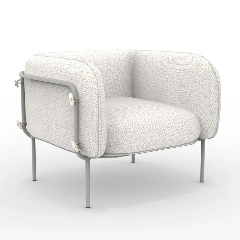 Fauteuil bas d'extérieur avec assise rembourrée fabriqué en Italie - Jardinière Viadurini