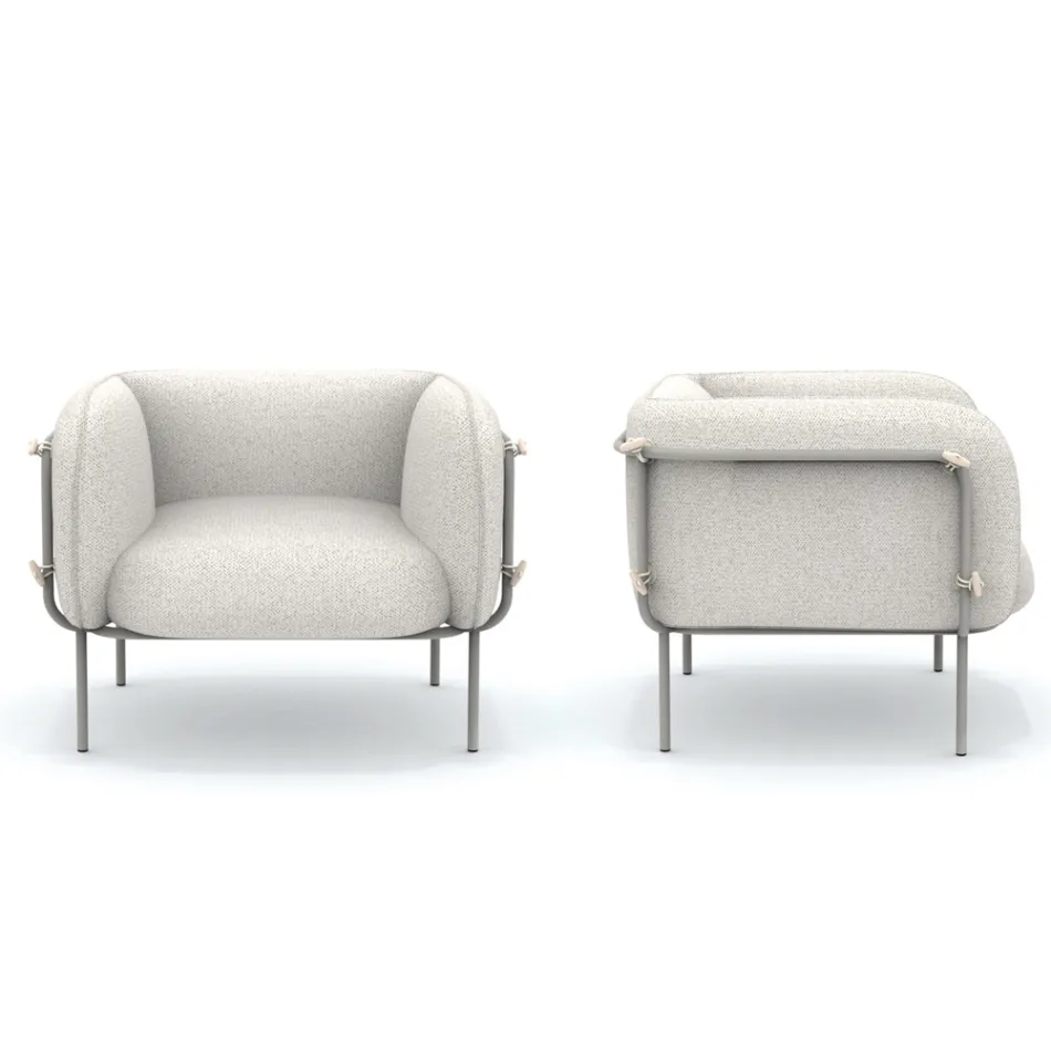 Fauteuil bas d'extérieur avec assise rembourrée fabriqué en Italie - Jardinière Viadurini