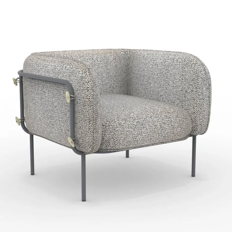 Fauteuil bas d'extérieur avec assise rembourrée fabriqué en Italie - Jardinière Viadurini