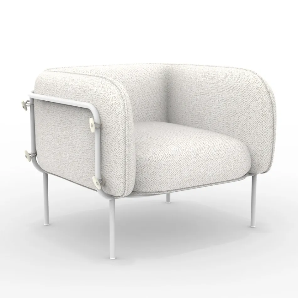 Fauteuil bas d'extérieur avec assise rembourrée fabriqué en Italie - Jardinière Viadurini