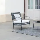 Fauteuil de jardin bas en acier galvanisé avec accoudoirs Made in Italy - Selvaggia Viadurini