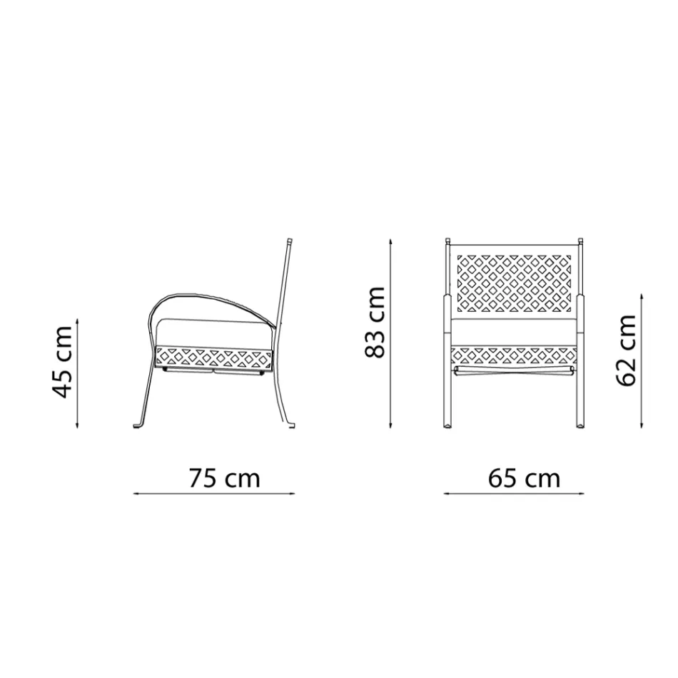 Fauteuil de jardin bas en acier galvanisé avec accoudoirs Made in Italy - Selvaggia Viadurini