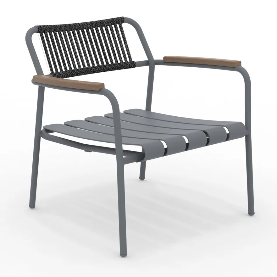 Fauteuil de jardin bas en aluminium et dossier en corde - Resplendent Viadurini