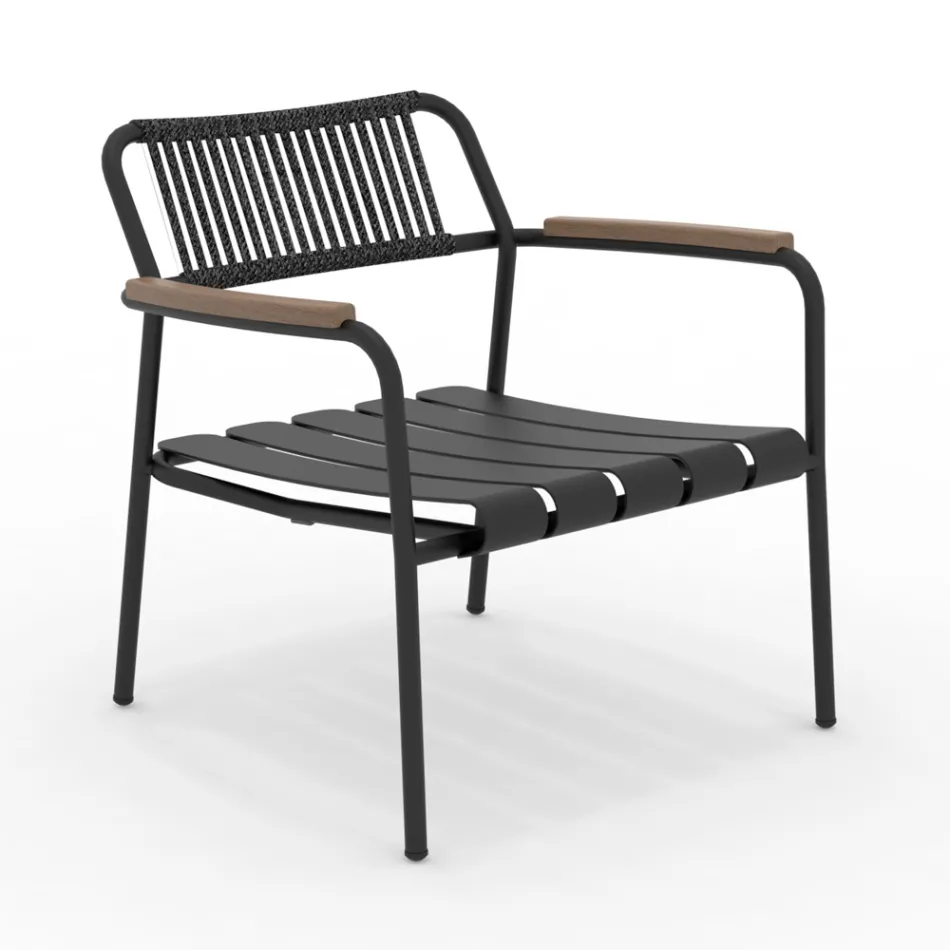 Fauteuil de jardin bas en aluminium et dossier en corde - Resplendent Viadurini