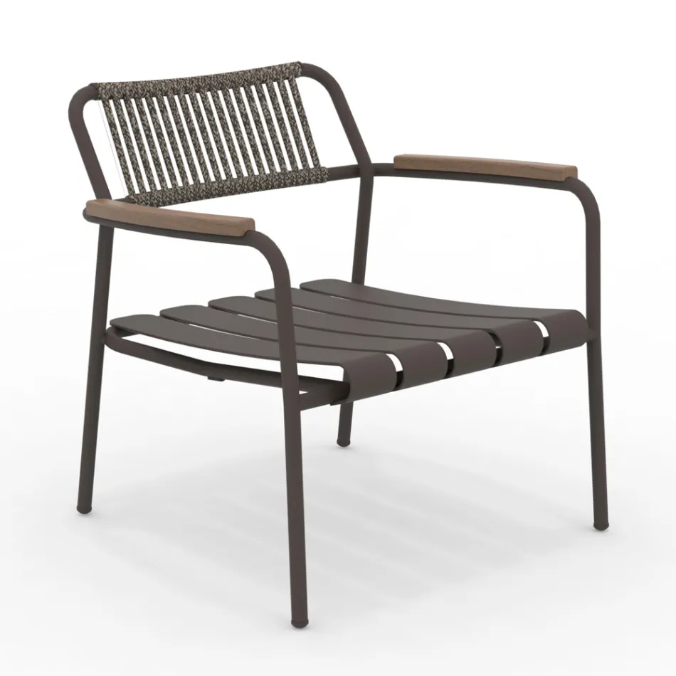 Fauteuil de jardin bas en aluminium et dossier en corde - Resplendent Viadurini