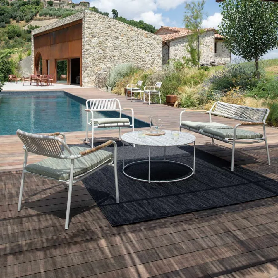 Fauteuil de jardin bas en aluminium et dossier en corde - Resplendent Viadurini