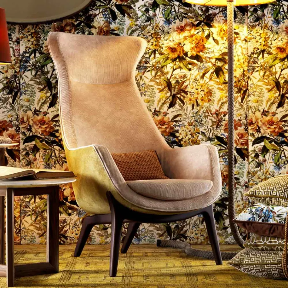 Fauteuil bergère en tissu de design Grilli Wilde made in Italy Viadurini