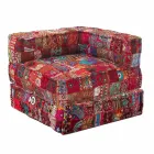 Fauteuil Chaise Longue de Design Ethnique en Coton Patchwork, pour Salon - Fibre Viadurini