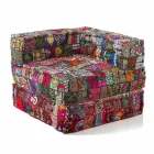 Fauteuil Chaise Longue de Design Ethnique en Coton Patchwork, pour Salon - Fibre Viadurini