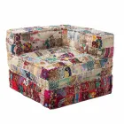Fauteuil Chaise Longue de Design Ethnique en Coton Patchwork, pour Salon - Fibre Viadurini