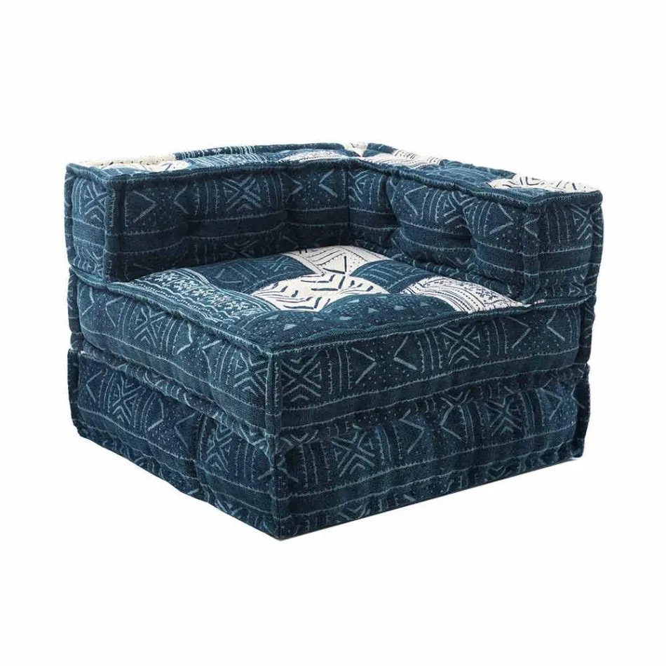 Fauteuil Chaise Longue de Design Ethnique en Coton Patchwork, pour Salon - Fibre Viadurini