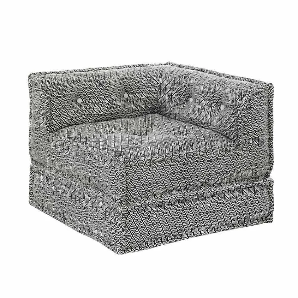 Fauteuil Chaise Longue de Design Ethnique en Coton Patchwork, pour Salon - Fibre Viadurini