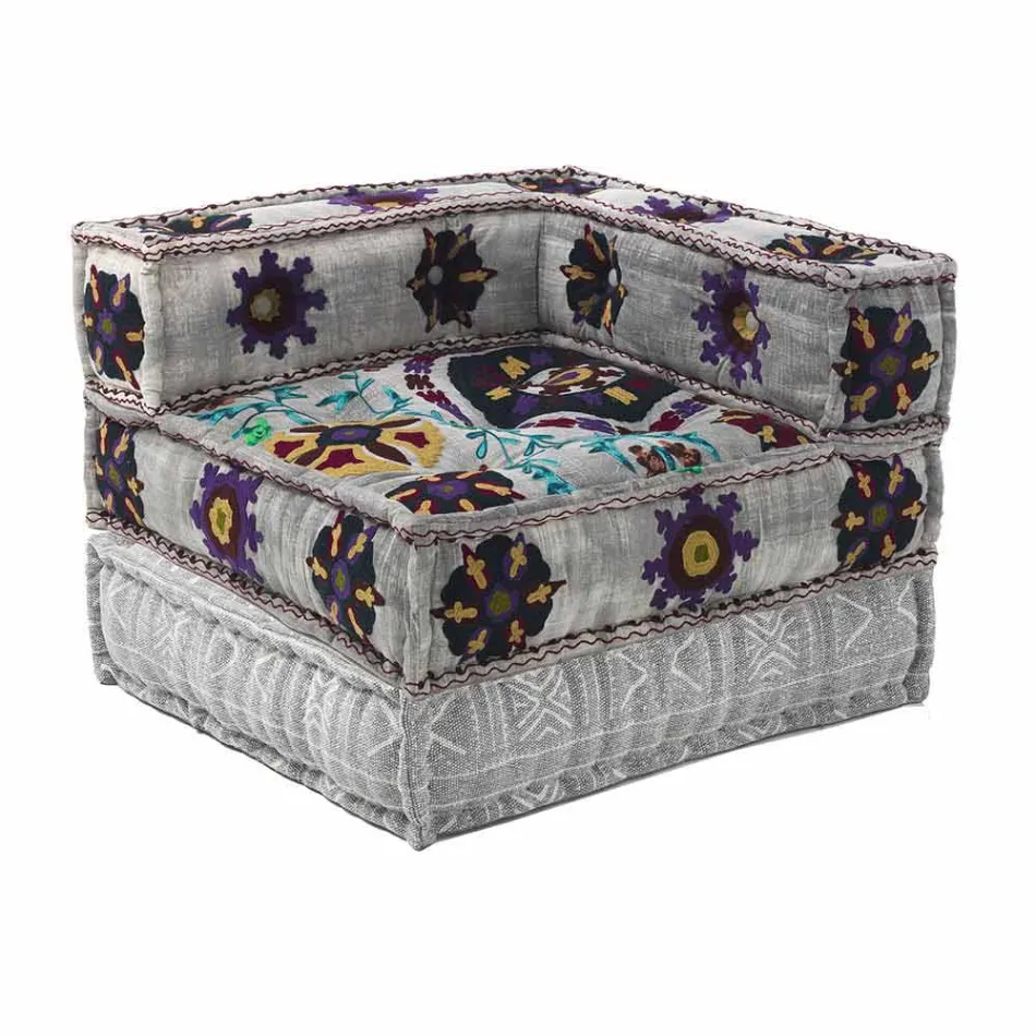 Fauteuil Chaise Longue de Design Ethnique en Coton Patchwork, pour Salon - Fibre Viadurini