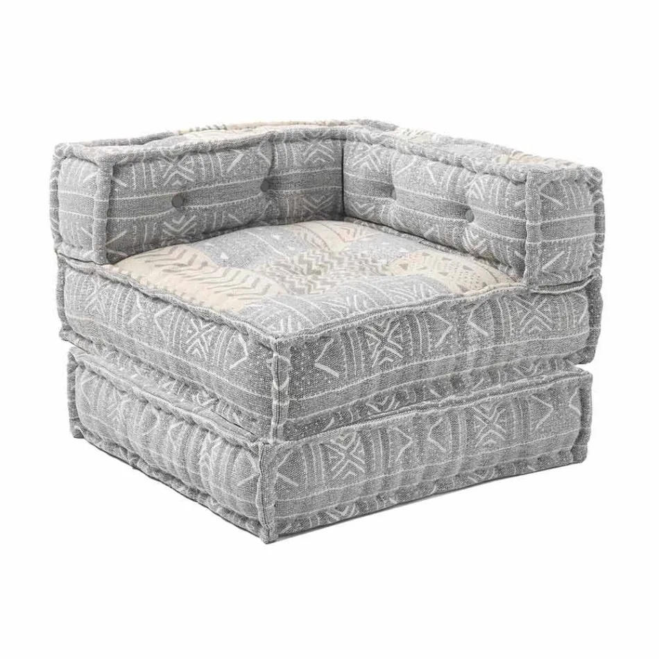 Fauteuil Chaise Longue de Design Ethnique en Coton Patchwork, pour Salon - Fibre Viadurini