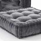 Fauteuil Chaise Longue Design Ethnique en Velours Gris ou Bleu - Fibre Viadurini